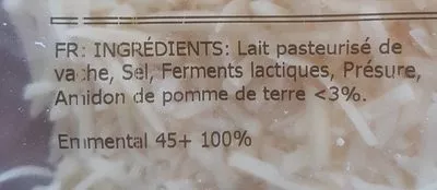 List of product ingredients Emmental rapé  