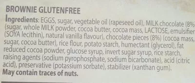 Lista de ingredientes del producto Brownie Real Belgian Chocolate Goduto 60 g