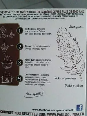 Lista de ingredientes del producto Quinoa Paul's Finest 