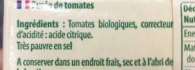 Liste des ingrédients du produit Passata nature La Bio Idea 500 g