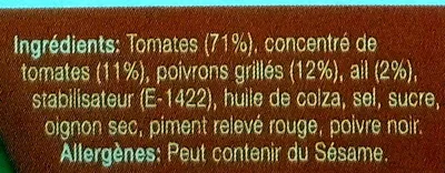 Liste des ingrédients du produit Salsa méditerranéenne Mieux Manger 170 g
