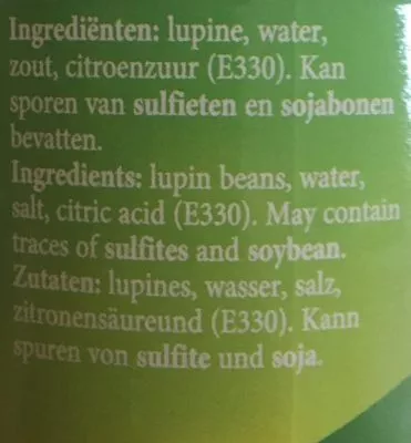List of product ingredients Lupine Zinè 350g