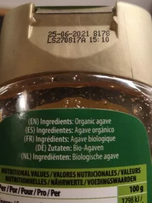Lista de ingredientes del producto Sirop d agave light Maya Gold 350 g