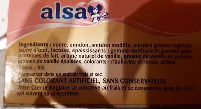 Liste des ingrédients du produit Alsa crème anglaise Alsa 