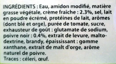 List of product ingredients Knorr Sauce Poivre à la Crème Fraîche 30cl Offre Saisonnière Knorr, Unilever 300 ml