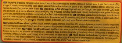 Lista de ingredientes del producto Heartbrand Glace Enfant Calippo Orange & Citron x6 480ml Miko 480 g