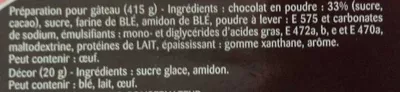 Lista de ingredientes del producto Moelleux au chocolat Alsa 435 g