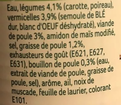 List of product ingredients Soupe de poulet 515ml Knorr 