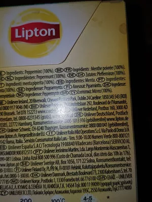 Liste des ingrédients du produit Herbal infusion Mint Lipton 22g