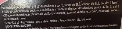 List of product ingredients Moelleux au bon goût Citron Alsa, Unilever 435 g (Préparation 415 g + décor 20 g)