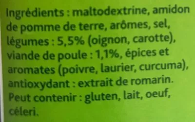 List of product ingredients Fonds de volaille Knorr, Unilever Food Solutions 