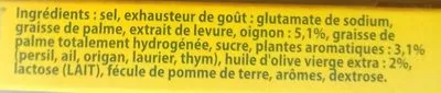 Lista de ingredientes del producto Knorr Bouillon Herbes et Huile d'Olive Puget 15 Cubes 150g Knorr 150 g