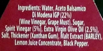 Lista de ingredientes del producto Balsamic Vinaigrette Hellmann's, Unilever 235ml