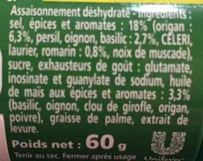 List of product ingredients Assaisonnement Plein Sud - Secret D'arômes Knorr 
