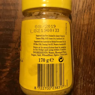 Lista de ingredientes del producto Colman’s Mustard Colman’s 170g