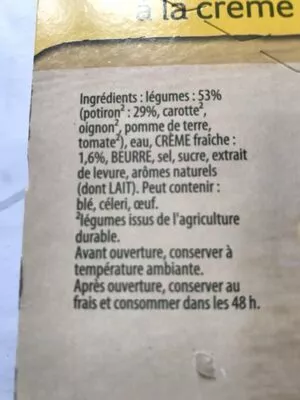 Lista de ingredientes del producto Veloute de potiron creme fraiche Knorr 