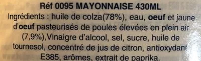 Lista de ingredientes del producto Real mayonnaise Hellmann's 404 g (430 ml)