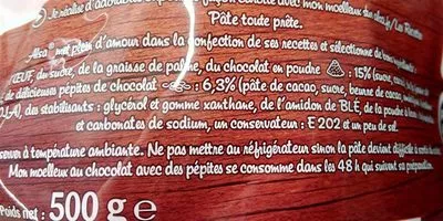 List of product ingredients Moelleux au chocolat Alsa 