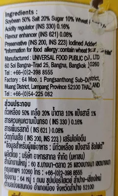 Lista de ingredientes del producto   