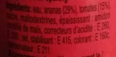 Lista de ingredientes del producto Sauce aigre-douce Pantai 200 g