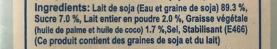 List of product ingredients Lait de Soja แลคตาซอย, lactasoy 1l
