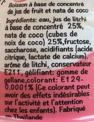 Lista de ingredientes del producto Mogu mogu, lychee juice, lychee Mogu mogu 320 ml ℮