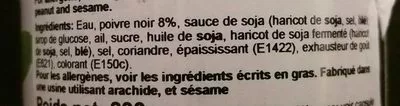 List of product ingredients Sauce Poivre Noir Lee Librand 200 g