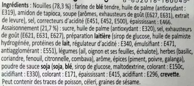 List of product ingredients Nouilles Asiatiques Saveur Curry Vert Yum Yum 300 g (5 * 60 g)