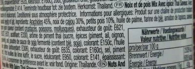 List of product ingredients Mélange Noix de Cajou et Cacahuètes Tum Yum Thai Épicé Koh Kae 110 g