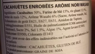 Liste des ingrédients du produit Peanuts nori wasabi flavor Koh-Kae 115g