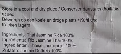 List of product ingredients Thaï jasmine Rice  