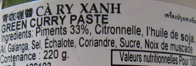 Liste des ingrédients du produit Green curry paste Exotic Food, Kreyenhop & Kluge 220 g