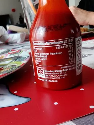 Lista de ingredientes del producto Sriracha Chili Sauce Sriracha Chili Sauce 200 ml