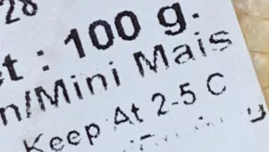 Liste des ingrédients du produit Mini Maïs Excel fruits 100 g