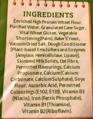 List of product ingredients Homestyle pandan bread Sunshine 400 g