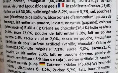 List of product ingredients Yanyan Choco&straw  44g