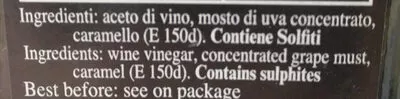 Lista de ingredientes del producto Aceto Balsamico di Modena Pastagetti's 500 ml