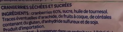 List of product ingredients Cranberries sechées  