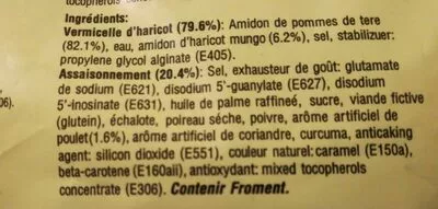 Lista de ingredientes del producto Soupe Vermicelle Poulet Phu Gia Vifon 50G Vietnam Vifon 