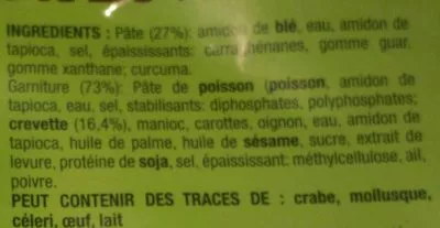 List of product ingredients Mini Bouchées aux Crevettes Cau Tre, Cau Tre Foods, T&T Foods 450 g