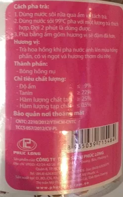 Lista de ingredientes del producto Rose Tea Phuc Long 