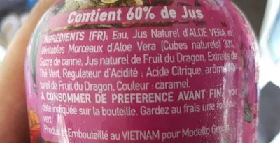 List of product ingredients Aloe love fruit du dragon iced tea  