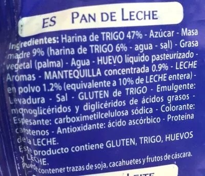 Liste des ingrédients du produit Pan de leche con masa madre Pasquier 