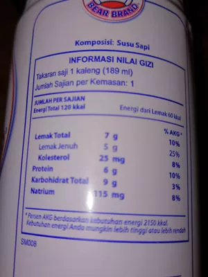 Lista de ingredientes del producto lait entier Nestlé 189 ml