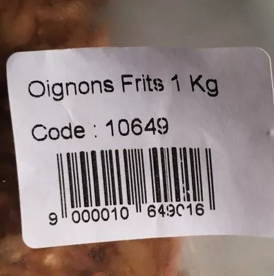 List of product ingredients Oignons Frits  
