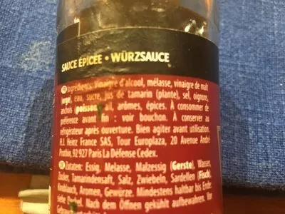 Liste des ingrédients du produit Worcester sauce Heinz 