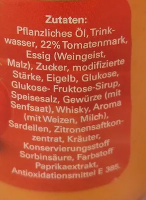 Lista de ingredientes del producto Cocktail Sauce Kuner 250ml