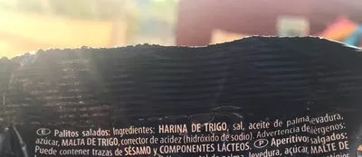 Liste des ingrédients du produit Palitos de pan salados Soletti 120.0 g