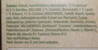 Lista de ingredientes del producto Gemüse Cremesuppe mit Knusper-Croutons Knorr 3 x 17 g