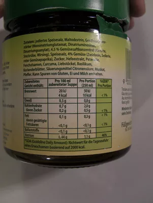 Lista de ingredientes del producto Knorr Gemüse Bouquet rein pflanzlich Knorr 136g